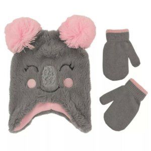 Toddler Girl ABG Koala Trapper Hat & Mittens Set